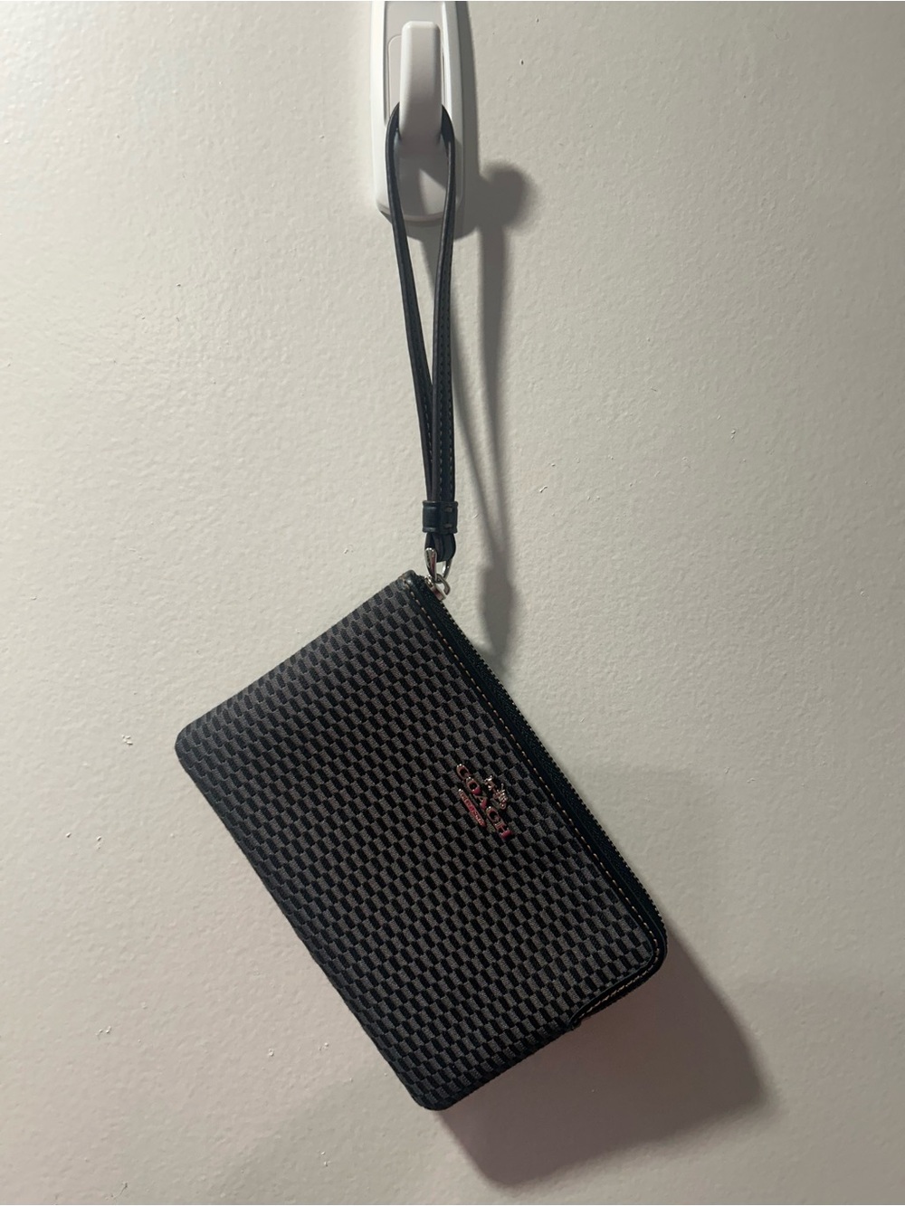 Coach Black Woven Zip Around Wristlet Clutch Wallet + Box & Dust Bag